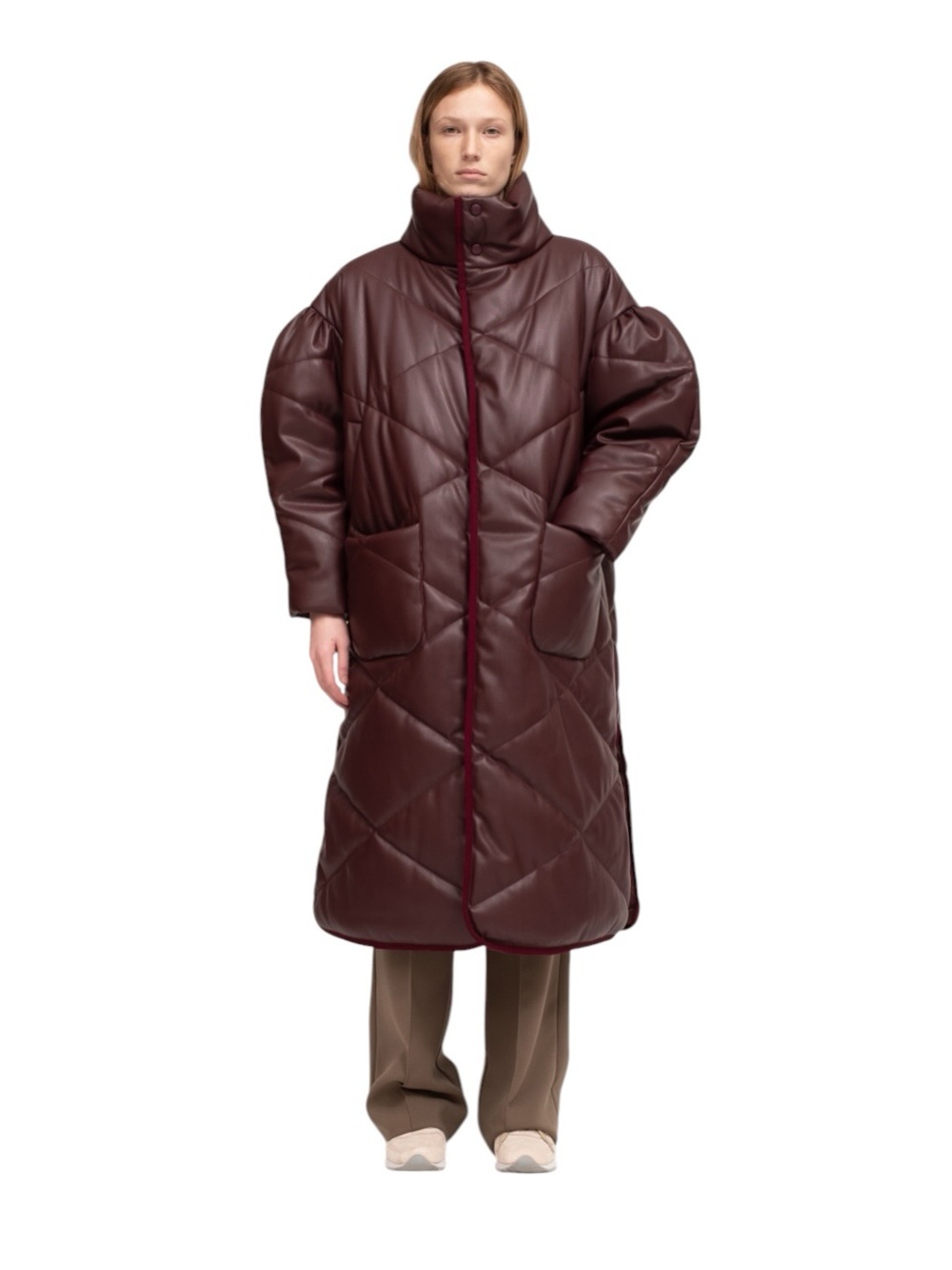 Sea New York - NWT Lena Quilted Vegan Leather Long Oversized Coat Sz S